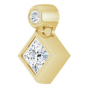 14K Yellow 4x4 mm Square Natural White Sapphire & .03 CT Natural Diamond Pendant