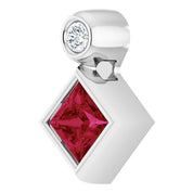 14K White 4x4 mm Square Lab-Grown Ruby & .03 CT Natural Diamond Pendant