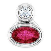 14K White 5x3 mm Oval Natural Ruby & .03 CT Natural Diamond Pendant