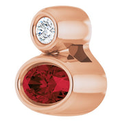 14K Rose 5x3 mm Oval Natural Mozambique Garnet & .03 CT Natural Diamond Pendant