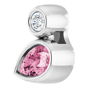 14K White 5x3 mm Pear Natural Pink Tourmaline & .03 CT Natural Diamond Pendant