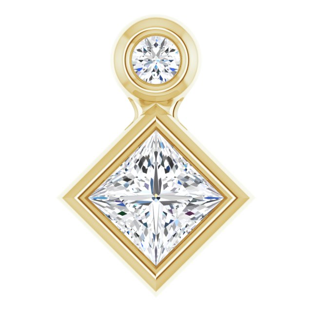 14K Yellow 4x4 mm Square Natural White Sapphire & .03 CT Natural Diamond Pendant