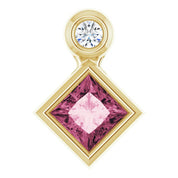 14K Yellow 4x4 mm Square Natural Pink Tourmaline & .03 CT Natural Diamond Pendant