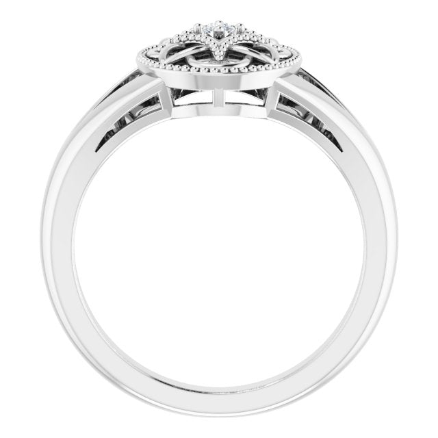 Sterling Silver .025 CT Natural Diamond Ring Size 7