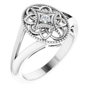 Sterling Silver .025 CT Natural Diamond Ring Size 5
