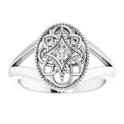 Sterling Silver .025 CT Natural Diamond Ring Size 6
