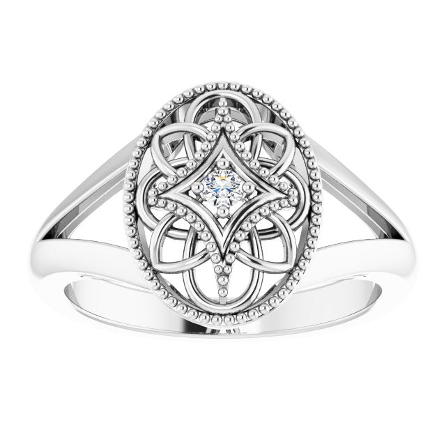 Sterling Silver .025 CT Natural Diamond Ring Size 5