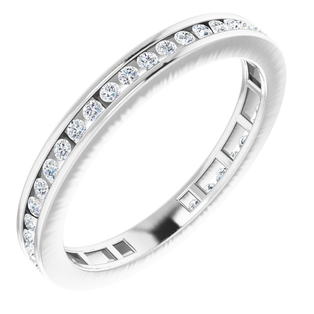 14K White 3/8 CTW Natural Diamond Stackable Ring