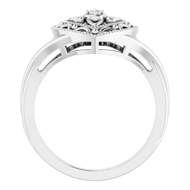 Sterling Silver .025 CTW Natural Diamond Heart Ring Size 5