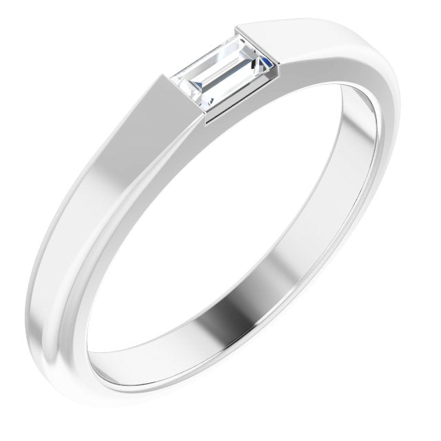 14K White 1/10 CT Natural Diamond Stackable Ring