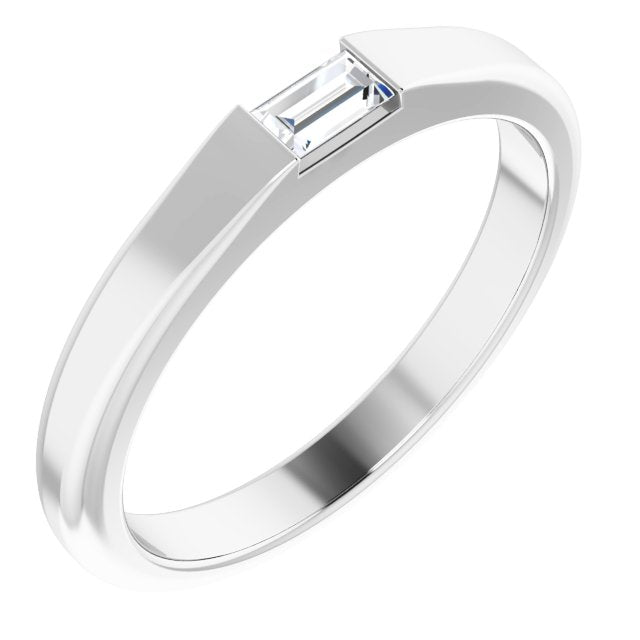Platinum 1/10 CT Natural Diamond Stackable Ring
