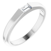 14K White 1/10 CT Natural Diamond Stackable Ring