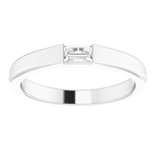 14K White 1/10 CT Natural Diamond Stackable Ring