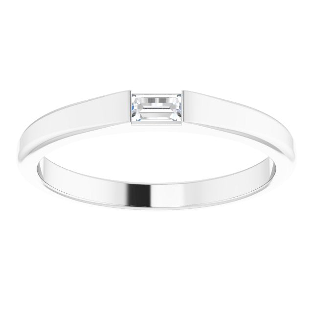 14K White 1/10 CT Natural Diamond Stackable Ring