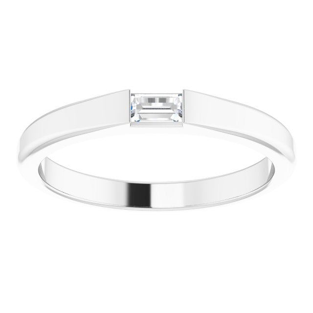 14K White 1/10 CT Natural Diamond Stackable Ring