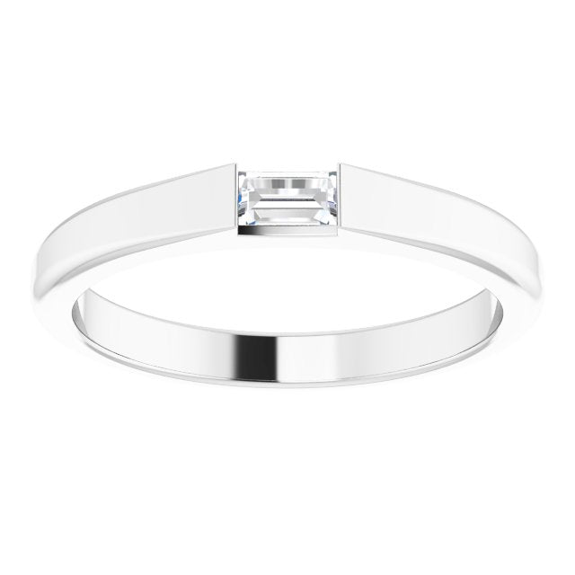 14K White 1/10 CT Natural Diamond Stackable Ring