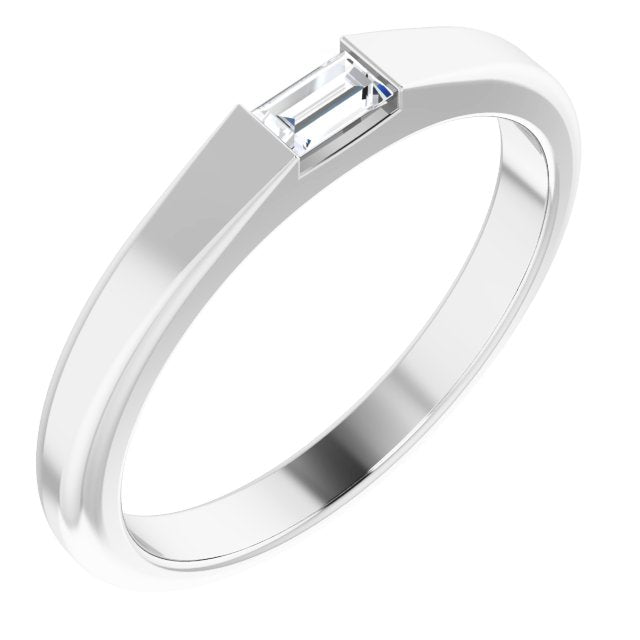 Platinum 1/10 CT Natural Diamond Stackable Ring