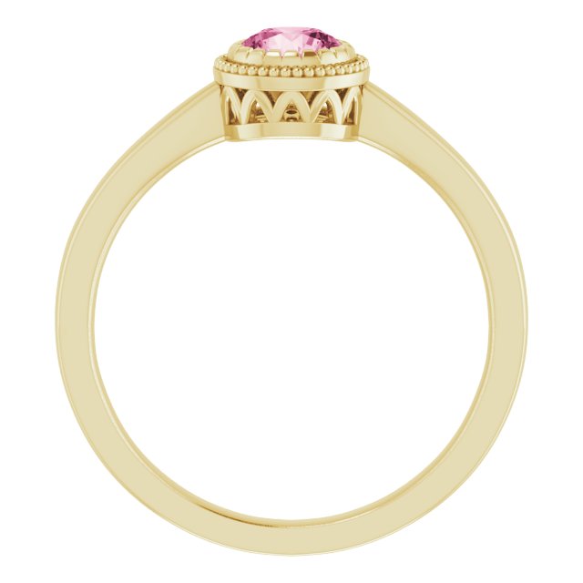 14K Yellow Natural Pink Tourmaline Ring