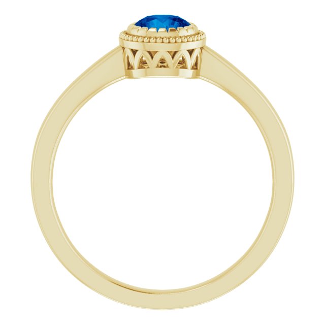14K Yellow Natural Blue Sapphire Ring