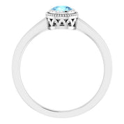 14K White Natural Aquamarine Ring