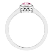 14K White Natural Pink Tourmaline Ring