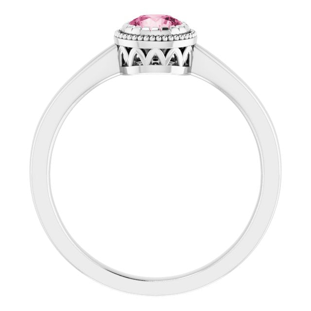 14K White Natural Pink Tourmaline Ring