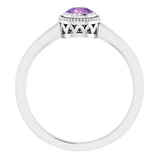 14K White Natural Amethyst Ring