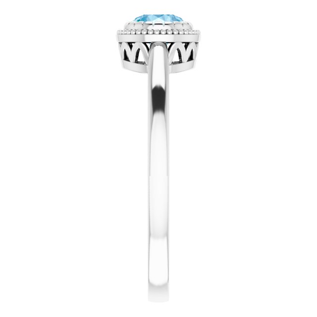14K White Natural Swiss Blue Topaz Ring