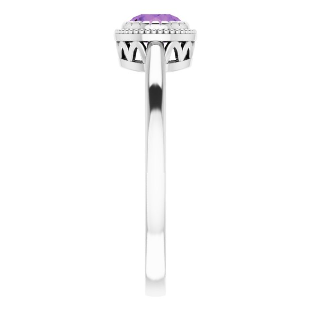 14K White Natural Amethyst Ring