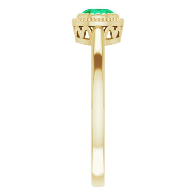 14K Yellow Natural Emerald Ring