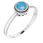 14K White Natural Swiss Blue Topaz Ring