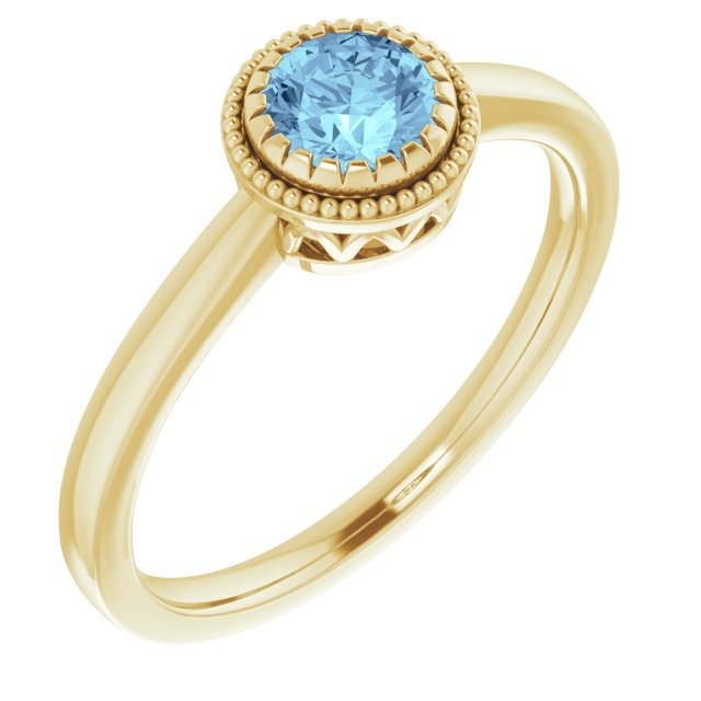 14K Yellow Natural Aquamarine Ring