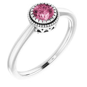 14K White Natural Pink Tourmaline Ring