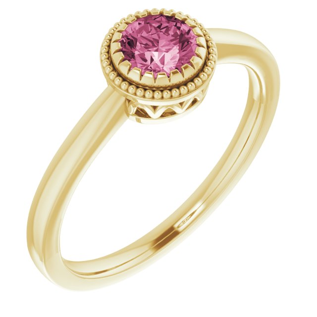 14K Yellow Natural Pink Tourmaline Ring