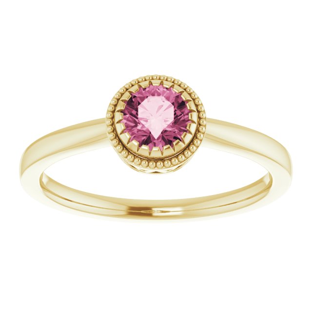 14K Yellow Natural Pink Tourmaline Ring
