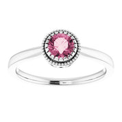 14K White Natural Pink Tourmaline Ring