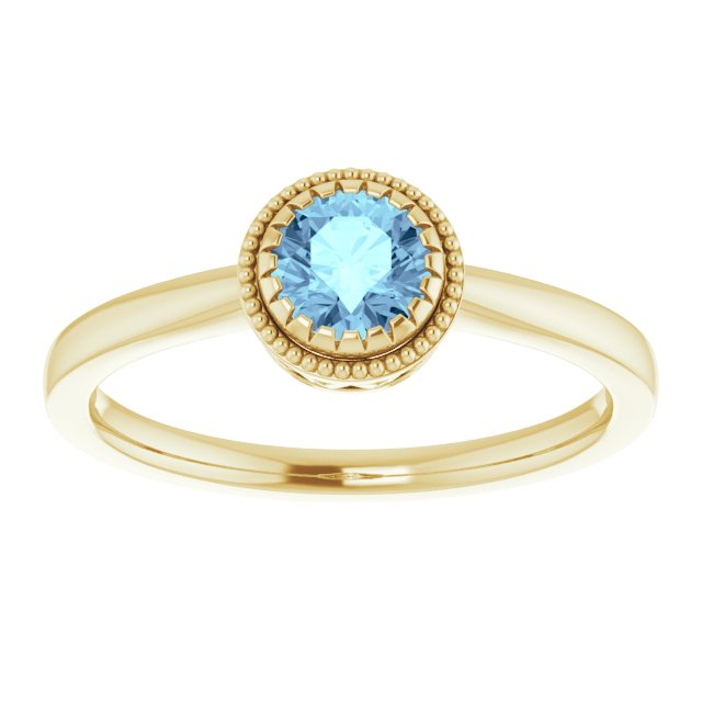 14K Yellow Natural Aquamarine Ring