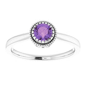 14K White Natural Amethyst Ring