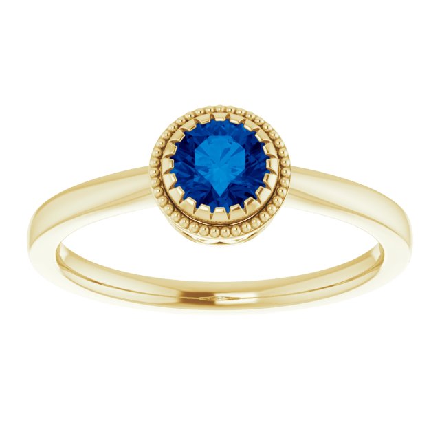 14K Yellow Natural Blue Sapphire Ring