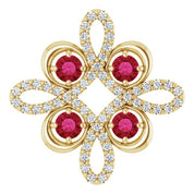 14K Yellow Natural Ruby & 1/6 CTW Natural Diamond Clover Pendant