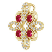 14K Yellow Natural Ruby & 1/6 CTW Natural Diamond Clover Pendant