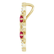 14K Yellow Natural Ruby & 1/6 CTW Natural Diamond Clover Pendant