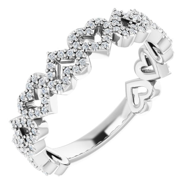 Platinum 1/3 CTW Natural Diamond Stackable Heart Ring