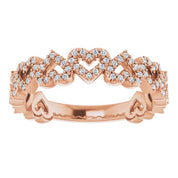 14K Rose 1/3 CTW Natural Diamond Stackable Heart Ring