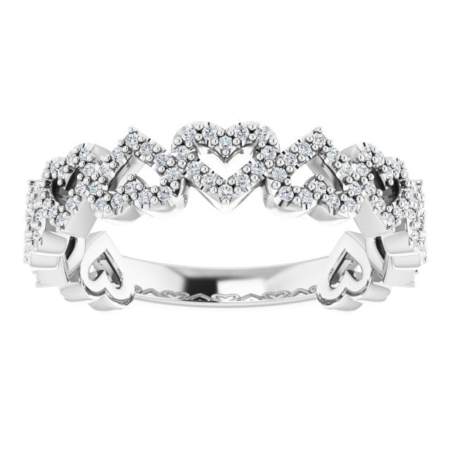 Platinum 1/3 CTW Natural Diamond Stackable Heart Ring