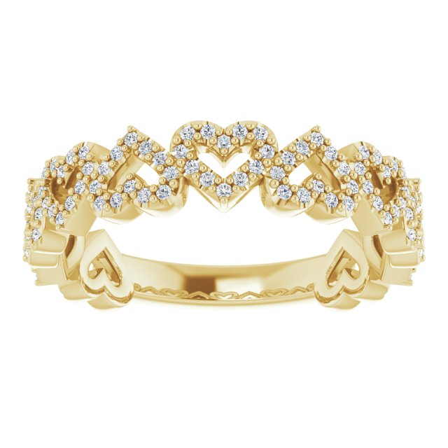 14K Yellow 1/3 CTW Natural Diamond Stackable Heart Ring