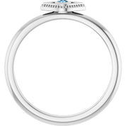 Sterling Silver Natural Aquamarine Stackable Evil Eye Ring