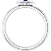 Sterling Silver Natural Blue Sapphire Stackable Evil Eye Ring