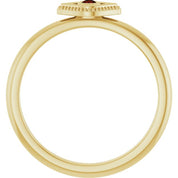 14K Yellow Natural Mozambique Garnet Stackable Evil Eye Ring
