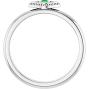 Sterling Silver Natural Emerald Stackable Evil Eye Ring